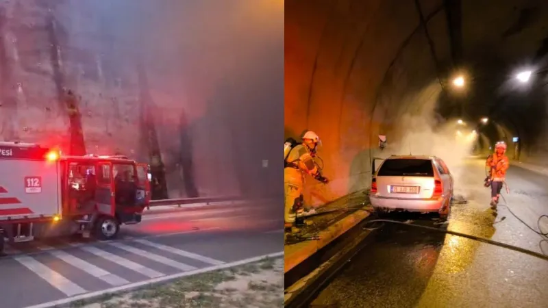 İzmir'de korku dolu anlar: Konak Tünelleri’nde bir araç alev aldı