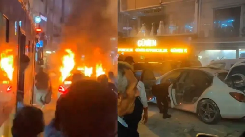 Kutlamalar felakete döndü: Araç yangını paniğe neden oldu