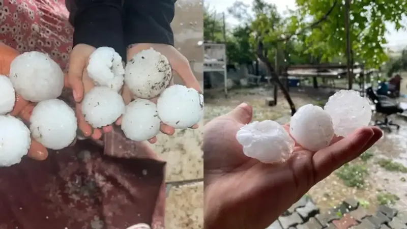 Şanlıurfa'da Kar Topu Büyüklüğünde Dolu! Şok Eden Görüntüler